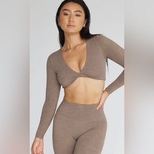 Crop Shop Boutique sierra long sleeve in Fade mocha (XS) set
